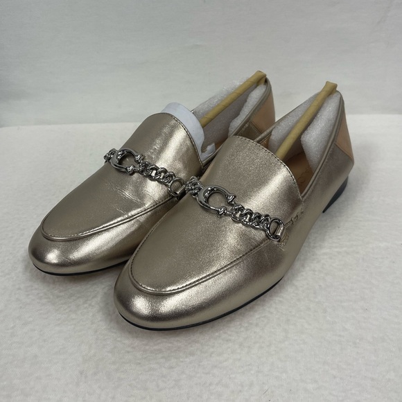 Coach Loafers Helena C-Chain Metallic Leather Champagne Pink Women's Size 7 - Picture 3 of 9